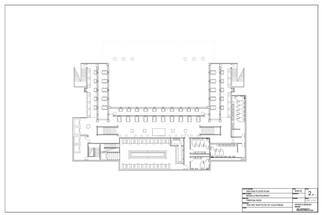 Masala Restaurant Second Story Floor and Furniture Plan with Bar/Lounge Area